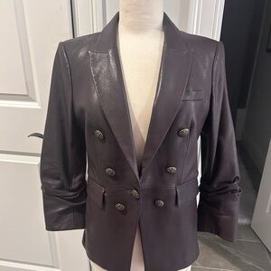 Veronica Beard Chocolate Brown Leather Blazer